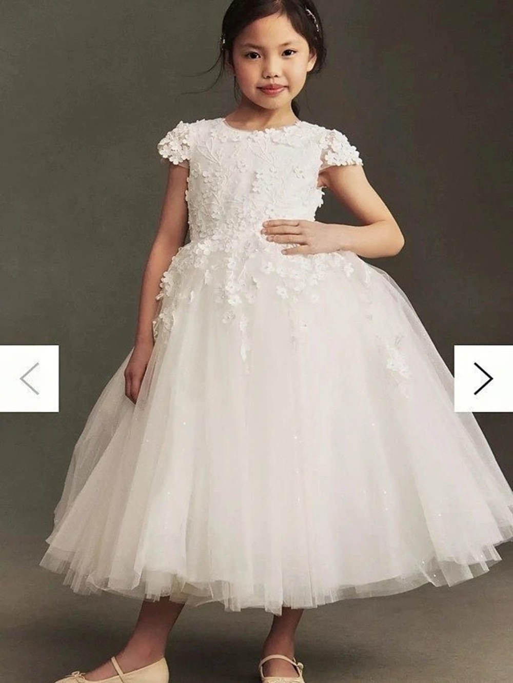 BHLDN Princess Daliana Floral Appliqué Flower Girl Dress 4T